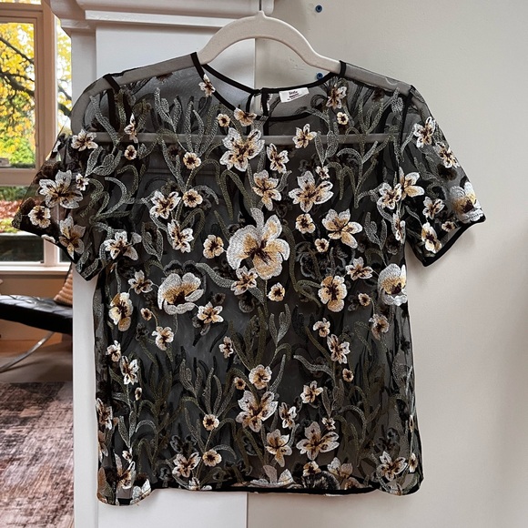 Aritzia embroidered mesh top - Picture 2 of 5